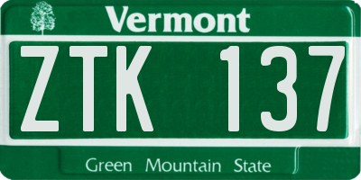 VT license plate ZTK137