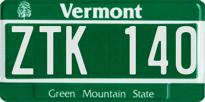 VT license plate ZTK140