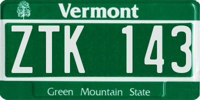VT license plate ZTK143