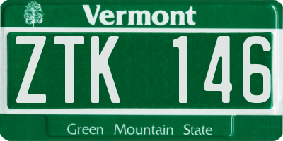 VT license plate ZTK146