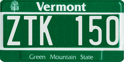 VT license plate ZTK150
