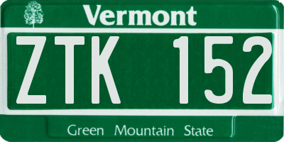 VT license plate ZTK152