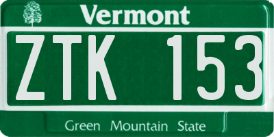 VT license plate ZTK153