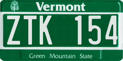 VT license plate ZTK154