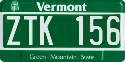 VT license plate ZTK156