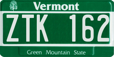 VT license plate ZTK162