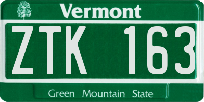 VT license plate ZTK163