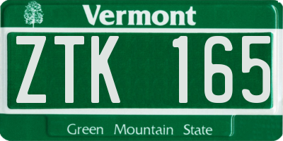 VT license plate ZTK165