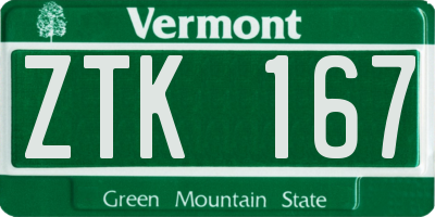 VT license plate ZTK167