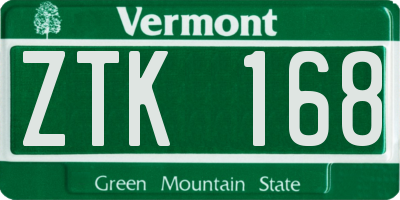 VT license plate ZTK168