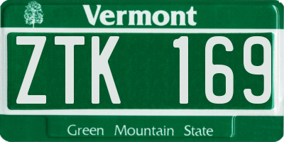 VT license plate ZTK169