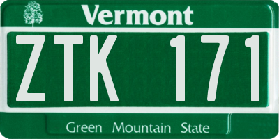 VT license plate ZTK171