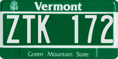 VT license plate ZTK172
