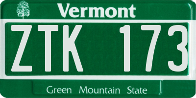 VT license plate ZTK173