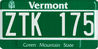 VT license plate ZTK175