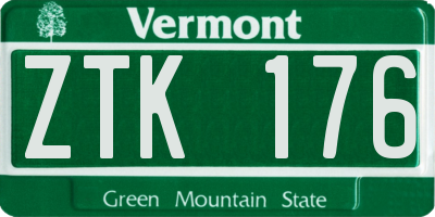 VT license plate ZTK176