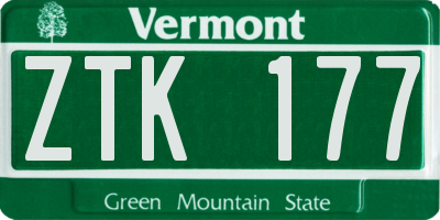 VT license plate ZTK177