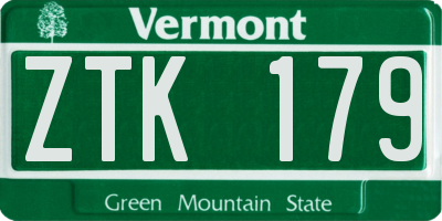 VT license plate ZTK179
