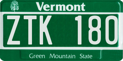VT license plate ZTK180