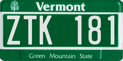 VT license plate ZTK181