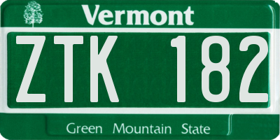 VT license plate ZTK182