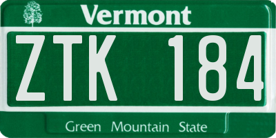 VT license plate ZTK184