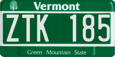 VT license plate ZTK185