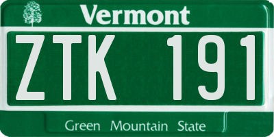 VT license plate ZTK191