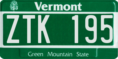 VT license plate ZTK195