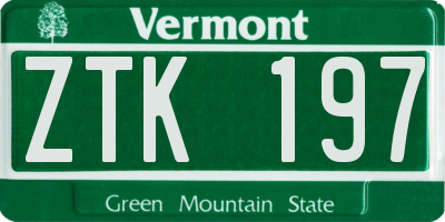 VT license plate ZTK197