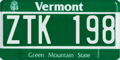 VT license plate ZTK198