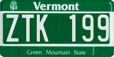VT license plate ZTK199
