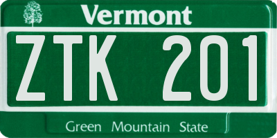VT license plate ZTK201