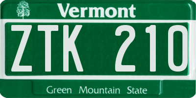 VT license plate ZTK210