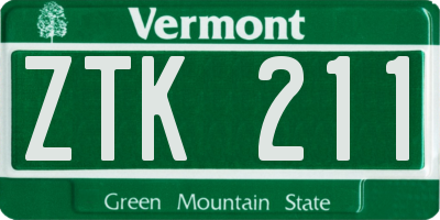 VT license plate ZTK211