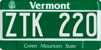 VT license plate ZTK220