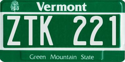 VT license plate ZTK221