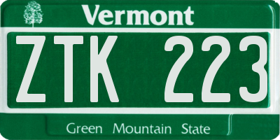 VT license plate ZTK223