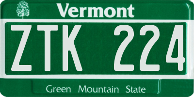 VT license plate ZTK224