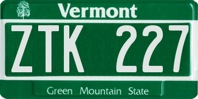 VT license plate ZTK227