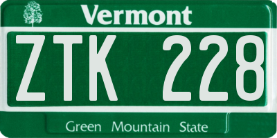 VT license plate ZTK228