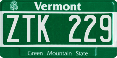 VT license plate ZTK229