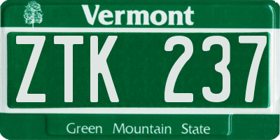 VT license plate ZTK237