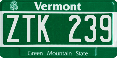 VT license plate ZTK239