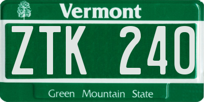 VT license plate ZTK240