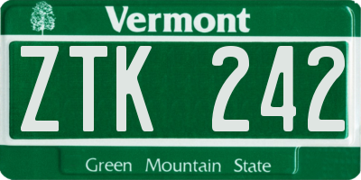 VT license plate ZTK242
