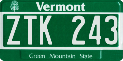 VT license plate ZTK243