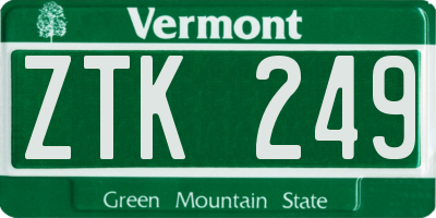 VT license plate ZTK249