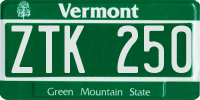 VT license plate ZTK250