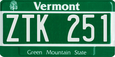 VT license plate ZTK251
